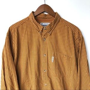 Columbia Men’s Orange/Black Plaid Button Down